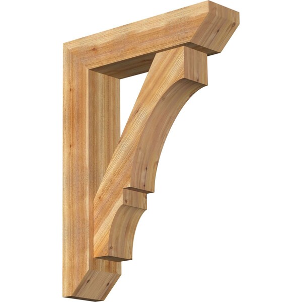 Ekena Millwork Balboa Slat Rough Sawn Bracket w/ Offset Brace, Western Red Cedar, 8"W x 32"D x 44"H BKT0806X32X44BOA06RWR - main